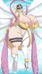 absurd_res angewomon areola areola_slip bandai_namco big_breasts big_butt breasts butt digimon digimon_(species) feathered_wings feathers female hi_res huge_breasts huge_butt humanoid lips nipple_slip solo thick_lips ultiblackfire wide_hips wings