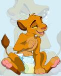 anthro diaper disney feral hi_res male peeing simba_(the_lion_king) solo the_lion_king unknown_artist