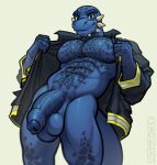 2024 abs argonian balls bethesda_softworks blue_body digital_drawing_(artwork) digital_media_(artwork) flaccid foreskin genitals glans hi_res looking_at_viewer male muscular muscular_male navel oraderg pecs penis scalie simple_background solo standing tail the_elder_scrolls