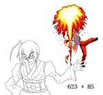  1girl fire fujiwara_no_mokou guilty_gear image_sample kkk0167 md5_mismatch morichika_rinnosuke parody pixiv_sample sol_badguy touhou uppercut volcanic_viper 