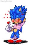 absurd_res anthro bodily_fluids clothing crop_top crouching eulipotyphlan genital_fluids genitals hedgehog hi_res holidays male mammal penis pinup pose precum presenting sega shadydaone shirt small_penis solo solo_focus sonic_the_hedgehog sonic_the_hedgehog_(series) topwear valentine&#039;s_day