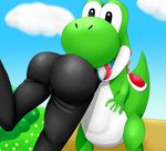  1girl artist_request ass crossover dinosaur flower huge_ass mario_(series) nintendo super_mario_bros. super_smash_bros. tight_pants trainer_(wii_fit) vore wii_fit wii_fit_trainer yoshi 