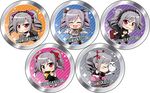  blush bow breasts character_name character_sheet chibi closed_eyes drill_hair hair_bow hair_ribbon highres idolmaster idolmaster_cinderella_girls kanzaki_ranko medium_breasts ribbon simple_background smile twin_drills twintails uraichishi white_background wings 