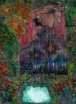 abstract_background absurd_res clothing collage colored_pencil_(artwork) female flower garden grass hi_res houska janet_k_wallace nature obscured_face painting_(artwork) plant raining silhouette solo the_moomins traditional_media_(artwork) umbrella watercolor_(artwork)
