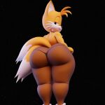 absurd_res adri164 big_butt black_clothing black_leggings black_legwear bubble_butt butt canid canine clothing fox hi_res leggings legwear looking_at_viewer male mammal miles_prower sega smile solo sonic_the_hedgehog_(series) tail thick_thighs thong thong_underwear translucent translucent_clothing underwear wide_hips