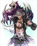  1boy belt black_hair chest gloves looking_at_viewer open_fly pointing silver_hair soul_calibur soulcalibur_v tattoo unzipped vest wolf zwei_(soulcalibur) 