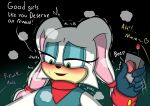 2022 anthro blush carrotia_the_rabbit_(archie_sonic) dialogue female hi_res lagomorph leporid mammal rabbit solo weirdkoaladream