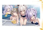  animal animal_ears artist_request ayanami_(azur_lane) azur_lane bare_shoulders blonde_hair blue_eyes breasts brown_eyes character_name closed_mouth collarbone fake_animal_ears highres innertube javelin_(azur_lane) laffey_(azur_lane) long_hair looking_at_viewer manjuu_(azur_lane) mechanical_ears medium_breasts medium_hair multiple_girls non-web_source official_art one_eye_closed open_mouth partially_submerged pool purple_hair rabbit_ears smile swim_ring swimsuit twintails water white_hair z23_(azur_lane) 
