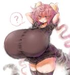 2b-ge animal_humanoid big_breasts big_butt breasts butt clothing dragon dragon_humanoid female hair hands_behind_head hi_res horn horned_humanoid huge_breasts humanoid hyper hyper_breasts ilulu legwear looking_at_viewer miss_kobayashi&#039;s_dragon_maid pink_body pink_hair raised_arm red_eyes segmented_tail shirt short_stack solo tail thick_thighs thigh_highs topwear