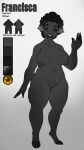 absurd_res anthro big_breasts black_hair black_lips bovid bovine breasts caprine el_caballo_oscuro eyes_closed female fur grey_body grey_fur hair hi_res humanoid lips mammal mature_female model_sheet nude piercing sheep sheet_(disambiguation) solo spanish_text text yellow_eyes