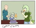 2024 5_fingers anon_(snoot_game) anthro bald birthday_cake blue_eyes cake cavemanon_studios cynthia_(snoot_game) daughter_(lore) dessert digital_drawing_(artwork) digital_media_(artwork) dinosaur english_text father_(lore) father_and_child_(lore) father_and_daughter_(lore) female fingers fire food goodbye_volcano_high green_hair group hair hi_res human jacket_ignites light-skinned_male light_body light_skin long_sleeve_shirt long_tail male mammal mother_(lore) mother_and_child_(lore) mother_and_daughter_(lore) open_mouth open_smile ornithischian parent_(lore) parent_and_child_(lore) parent_and_daughter_(lore) photo reptile scales scalie simple_background smile snoot_game spiked_tail spikes spikes_(anatomy) stegosaurian stegosaurus stella_(gvh_beta) tail text thyreophoran trio twintails_(hairstyle) yellow_body yellow_scales