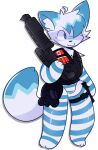 :3 absurd_res anthro arctic_fox arm_warmers armwear blue_arm_warmers blue_body blue_clothing blue_ear_tips blue_ears blue_eyes blue_fur blue_legwear blue_tail blue_tail_tip blue_thigh_highs bottomwear bulge canada canada_flag canid canine chest_crystal clothed clothing crossdressing dipstick_tail fox fur gas_mask girly gun hi_res ichbinturkisch legwear male mammal markings mask military naidru nose_markings panties patch_(fabric) pattern_arm_warmers pattern_armwear pattern_bottomwear pattern_clothing pattern_legwear pattern_panties pattern_thigh_highs pattern_underwear ranged_weapon shell_(projectile) shotgun shotgun_shell solo spas-12 striped_arm_warmers striped_armwear striped_bottomwear striped_clothing striped_legwear striped_panties striped_thigh_highs striped_underwear stripes tail tail_markings thigh_highs topwear underwear vest weapon white_arm_warmers white_body white_clothing white_fur white_legwear white_tail white_thigh_highs