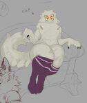 4_eyes abs alien alien_humanoid amygdahlia_(artist) anthro big_hands big_pecs big_tail black_nails chair clothing colored_nails drawpile ear_piercing fluffy fluffy_ears fluffy_tail furniture hi_res humanoid knee_highs legwear looking_at_viewer male multi_eye muscular muscular_male nails navel navel_piercing nipple_piercing nipples pecs piercing pink_nipples reclining red_sclera solo sportswear tail unknown_species yellow_sclera