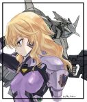  1girl bernadette_le_tigre_de_la_riviere blonde_hair blue_eyes bodysuit breasts closed_mouth followers_favorite_challenge highres jun_(rellik_&amp;_redrum) long_hair mecha multiple_drawing_challenge muv-luv muv-luv_unlimited:_the_day_after pilot_suit rafale_(muv-luv) robot skin_tight small_breasts solo tactical_surface_fighter wavy_hair 