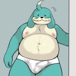 ahoge anthro beady_eyes belly briefs bulge canid canine canis clothing conductor_(sonic) domestic_dog facial_hair floppy_ears fur hair hi_res male mammal mature_male moobs mustache navel nipples overweight sega smush-sin solo sonic_the_hedgehog_(series) teal_body teal_fur the_murder_of_sonic_the_hedgehog tighty_whities underwear white_briefs white_clothing white_underwear