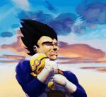 armor b0dko black_eyebrows black_hair blue_clothing bodily_fluids clenched_teeth clothing cloud crossover crying despicable_me dragon_ball duo embrace eyebrows eyes_closed eyewear gloves goggles hair handwear hug humanoid illumination_entertainment light_body light_skin male minion_(despicable_me) open_mouth outside sad saiyan size_difference sky spiky_hair tears teeth teeth_showing thick_eyebrows vegeta white_clothing white_gloves white_handwear yellow_body yellow_skin