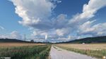  blue_sky building cloud day dirt_road highres no_humans original outdoors road road_sign scenery sign sky yucong_tang 