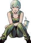  blue_eyes chounorin foo_fighters green_hair jojo_no_kimyou_na_bouken overalls short_hair smile soda 