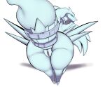 absurd_res anus big_butt butt butt_focus dragon female feral generation_5_pokemon genitals half-closed_eyes hi_res legendary_pokemon looking_at_viewer looking_back narrowed_eyes nintendo poisonsneksoffie pokemon pokemon_(species) pussy rear_view reshiram serious serious_face solo thick_thighs