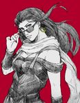  bad_id bad_pixiv_id battle_tendency cafemoka-septro earrings graphite_(medium) hoop_earrings jewelry jojo_no_kimyou_na_bouken lisa_lisa long_hair mixed_media nail_polish scarf solo spot_color sunglasses traditional_media 