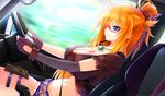  blonde_hair car cleavage game_cg glasses hayakawa_harui hirohara_honoka lass long_hair necklace shoujo_shiniki_shoujo_tengoku 