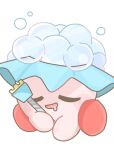  ankanamoti bubble bubble_kirby closed_eyes copy_ability drooling holding kirby kirby_(series) kirby_squeak_squad open_mouth saliva sleeping smile u_u white_background 