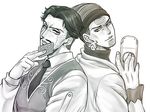  bad_id bad_pixiv_id brothers card daniel_d'arby earrings facial_hair jewelry jojo_no_kimyou_na_bouken miyabi_(run) multiple_boys mustache playing_card siblings stardust_crusaders tattoo terence_trent_d'arby 