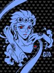  bespectacled curly_hair giorno_giovanna glasses heart hikoc jojo_no_kimyou_na_bouken male_focus red_eyes solo spot_color tattoo 