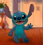 absurd_res alien disney experiment_(lilo_and_stitch) foreskin genitals gesture happy hi_res humanoid_genitalia lilo_and_stitch male open_mouth partially_retracted_foreskin penis solo stitch_(lilo_and_stitch) tribaldragon waving
