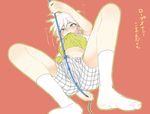  blush boxers bulge crotch_rub danganronpa erection green_eyes hentai_orima_ojisan komaeda_nagito male_focus male_masturbation male_underwear masturbation navel rope socks solo super_danganronpa_2 sweat underwear white_hair 