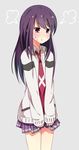  1girl character_request long_hair necktie noyori_risa purple_eyes purple_hair sakasana_(kaisen_teikoku) saki saki_achiga-hen school_uniform skirt skirt_hold solo 