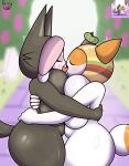 absurd_res anthro big_breasts big_butt blush bodily_fluids bovid breast_squish breasts butt butt_grab caprine cheezborger_(chikn_nuggit) chikn_nuggit clothed clothing cofi_(chikn_nuggit) detailed_background digital_media_(artwork) domestic_cat duo eyes_closed felid feline felis female female/female fennythefox french_kissing fur glistening glistening_body hair hand_on_butt hi_res hug huge_breasts huge_butt humanoid kissing mammal nude open_mouth sex sheep short_stack simple_background squish tail thick_thighs tongue tongue_out
