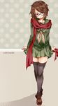  bad_id bad_pixiv_id black_legwear brown_hair copyright_request glasses scarf short_hair skirt solo takamura thighhighs 