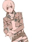  armin_arlert bad_id bad_tumblr_id belt buckle hands jacket lechuza male_focus monochrome paradis_military_uniform shingeki_no_kyojin solo 