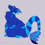 ambiguous_gender ambiguous_pred blue_body blue_fur chowfur dragon fur furred_dragon hi_res markings mythological_creature mythological_scalie mythology neck_bulge scalie solo striped_markings striped_tail stripes tail tail_markings text url vore