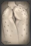 absurd_res anthro anus balls butt cheetah close-up digital_media_(artwork) droplets english_text felid feline fur genitals hi_res male mammal markings monochrome nude presenting presenting_anus presenting_hindquarters raised_tail rear_view shaded simple_background solo spots spotted_body spotted_markings tail tailbyte taily_(tailbyte) text vintage wet