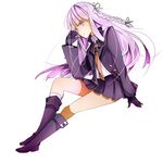  asuku_(69-1-31) boots braid danganronpa danganronpa_1 full_body gloves hime_cut kirigiri_kyouko long_hair long_sleeves necktie pink_eyes pink_hair side_braid single_braid skirt solo very_long_hair white_background 