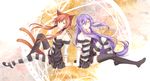  2girls back-to-back character_request female highres looking_at_viewer multiple_girls sitting skirt toudou_charo utau 