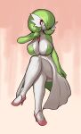 absurd_res big_breasts breasts clothing female footwear gardevoir generation_3_pokemon hi_res high_heels humanoid ivvvle nintendo pokemon pokemon_(species) red_eyes solo