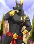 abs adastra adastra_(series) anthro anubian_jackal biceps canid canine canis claws echo_project hi_res jackal male mammal muscular muscular_anthro muscular_male neferu_(adastra) nipples pecs shade_the_wolf solo