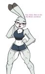 anthro breasts digital_media_(artwork) disney english_text female hi_res holding_object holding_towel judy_hopps pace-maker simple_background small_waist solo text thick_thighs towel wide_hips zootopia