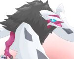 absurd_res ambiguous_gender anthro claws digital_media_(artwork) dracodrawer feral fur generation_6_pokemon hair hi_res legendary_pokemon looking_at_viewer nintendo open_mouth pokemon pokemon_(species) shaded shiny_pokemon signature simple_background smile solo tail white_body wings yveltal