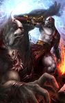  blade chains god_of_war greek_mythology kratos minotaur monster open_mouth pteruges scar tatsuya_(atelier_road) 