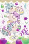  :d alcremie alternate_color ank836 closed_eyes closed_mouth commentary_request cream cup fangs glass heart highres no_humans open_mouth pokemon pokemon_(creature) purple_eyes shiny_pokemon sinistea smile sparkle spheal white_background 