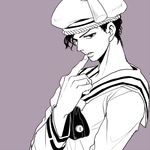  hat jojo_no_kimyou_na_bouken jojolion kira_yoshikage_(jojolion) male_focus sailor sailor_hat solo u_(lastcrime) 