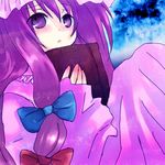  bad_id bad_pixiv_id book fuusuke_(f4989) hair_ribbon patchouli_knowledge purple_eyes purple_hair ribbon solo touhou 