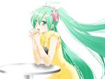  bad_id bad_pixiv_id green_eyes green_hair hands_clasped hatsune_miku kiri_nada long_hair own_hands_together solo twintails very_long_hair vocaloid 