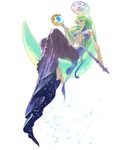  artist_request barefoot bracelet dress goddess green_hair halo jewelry long_hair luna_(tos) moon official_art staff tales_of_(series) tales_of_symphonia tattoo very_long_hair 