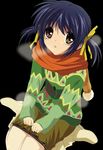  artist_request blue_hair breath brown_eyes clannad scarf short_hair solo sunohara_mei twintails winter_clothes 