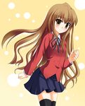  aisaka_taiga artist_request brown_eyes brown_hair oohashi_high_school_uniform school_uniform solo thighhighs toradora! 